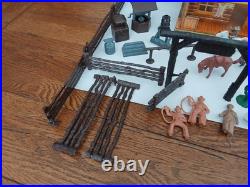 Vintage MARX 1950's BAR-M-RANCH TIN LITHO LOG CABIN PLAYSET-EXCELLENT CONDITION