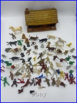 Vintage MARX BAR-M-RANCH Play Set With 70+ Vintage Piece- Western Ranch Set