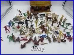 Vintage MARX BAR-M-RANCH Play Set With 70+ Vintage Piece- Western Ranch Set