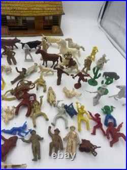 Vintage MARX BAR-M-RANCH Play Set With 70+ Vintage Piece- Western Ranch Set