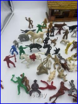 Vintage MARX BAR-M-RANCH Play Set With 70+ Vintage Piece- Western Ranch Set