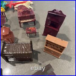 Vintage MARX BAR-M-RANCH Western Ranch Set Tin Toy Litho Cabin With150 Access