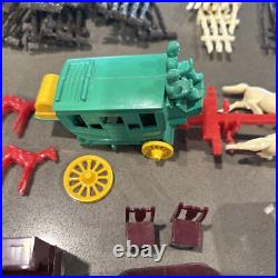 Vintage MARX BAR-M-RANCH Western Ranch Set Tin Toy Litho Cabin With150 Access