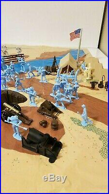 Vintage MARX CIVIL WAR THE BLUE AND THE GRAY PLAYSET With Marx PLAY MAT