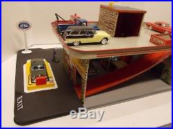 Vintage MARX Pressed-Metal Lithograph Gas/Service Station withDetailed Accessories