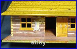 Vintage MARX Roy Rogers Ranch Log Cabin Tin Playset Building Original Furniture