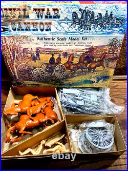 Vintage MARX TOYS NOS Civil War Cannon Model Set in Original Box w Horses Limber
