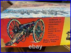 Vintage MARX TOYS NOS Civil War Cannon Model Set in Original Box w Horses Limber
