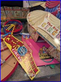 Vintage MARX USA Tin Litho & Plastic CIRCUS Playset Large Accessories Lot AS IS