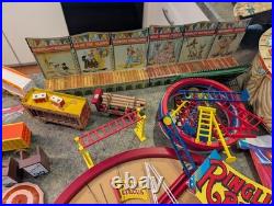 Vintage MARX USA Tin Litho & Plastic CIRCUS Playset Large Accessories Lot AS IS