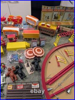 Vintage MARX USA Tin Litho & Plastic CIRCUS Playset Large Accessories Lot AS IS