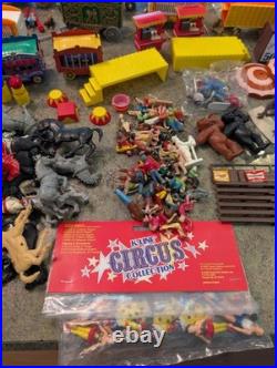 Vintage MARX USA Tin Litho & Plastic CIRCUS Playset Large Accessories Lot AS IS