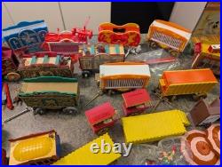 Vintage MARX USA Tin Litho & Plastic CIRCUS Playset Large Accessories Lot AS IS