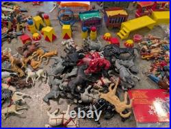 Vintage MARX USA Tin Litho & Plastic CIRCUS Playset Large Accessories Lot AS IS