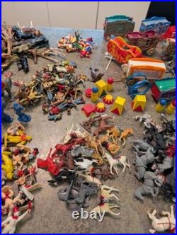 Vintage MARX USA Tin Litho & Plastic CIRCUS Playset Large Accessories Lot AS IS