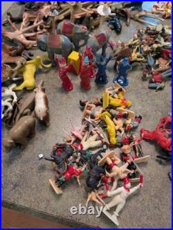 Vintage MARX USA Tin Litho & Plastic CIRCUS Playset Large Accessories Lot AS IS