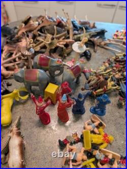 Vintage MARX USA Tin Litho & Plastic CIRCUS Playset Large Accessories Lot AS IS