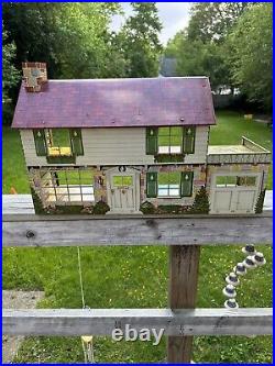 Vintage MARX WALT DISNEY PRODUCTIONS USA Tin Metal 2-Story Colonial Doll House