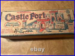 Vintage Marx 1950's Medieval Castle Fort #4710 with Figures, Accessories and Box