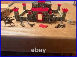 Vintage Marx 1950's Medieval Castle Fort #4710 with Figures, Accessories and Box