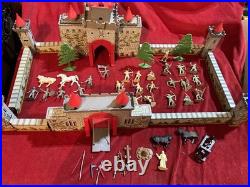 Vintage Marx 1950s Robin Hood Castle Tin Litho Playset, Not Complete