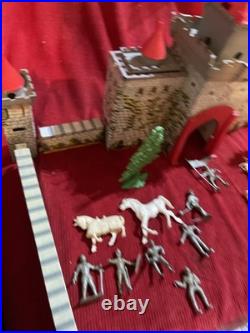 Vintage Marx 1950s Robin Hood Castle Tin Litho Playset, Not Complete