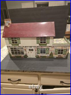 Vintage Marx 1950s Walt Disney Tin Litho Dollhouse with Furniture & Doll Read