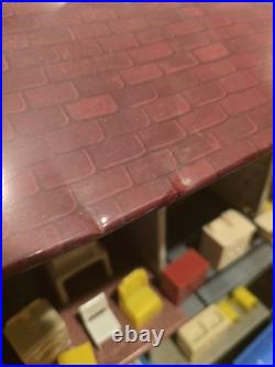 Vintage Marx 1950s Walt Disney Tin Litho Dollhouse with Furniture & Doll Read