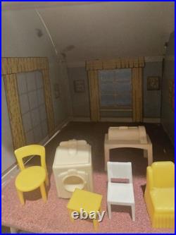 Vintage Marx 1950s Walt Disney Tin Litho Dollhouse with Furniture & Doll Read