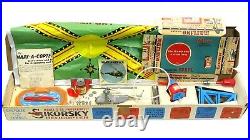 Vintage Marx-A-Copter USAF Sikorsky Helicopter Vertibird Playset EX withBox Works