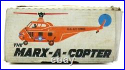 Vintage Marx-A-Copter USAF Sikorsky Helicopter Vertibird Playset EX withBox Works