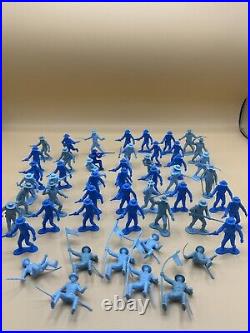 Vintage Marx Alamo Zorro Plastic Soldiers Lot Of 52 Blue 54mm