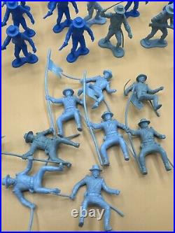 Vintage Marx Alamo Zorro Plastic Soldiers Lot Of 52 Blue 54mm