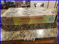 Vintage Marx Battleground Box with Contents, Soldiers, Vehicles Etc