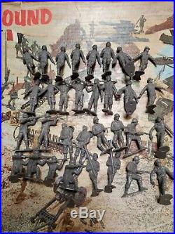 Vintage Marx Battleground Box with Contents, Soldiers, Vehicles Etc