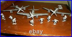 Vintage Marx Battleground Iwo Jima Zero & Two P-51 Mustangs & German Soldiers