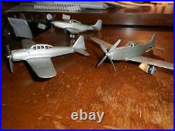 Vintage Marx Battleground Iwo Jima Zero & Two P-51 Mustangs & German Soldiers