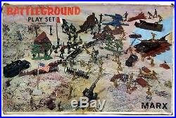 Vintage Marx Battleground WWII US Army German Soldier 182pc Lot Playset withBox