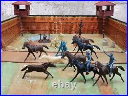 Vintage Marx Carry-All Action Fort Apache Play Set Figures Toy with Metal Box