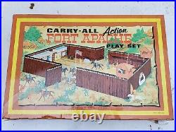 Vintage Marx Carry-All Action Fort Apache Play Set Figures Toy with Metal Box