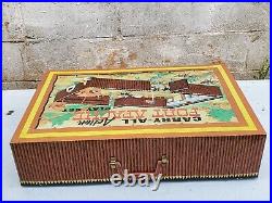 Vintage Marx Carry-All Action Fort Apache Play Set Figures Toy with Metal Box