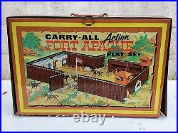 Vintage Marx Carry-All Action Fort Apache Play Set Figures Toy with Metal Box