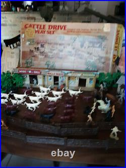 Vintage Marx Cattle Drive Playset 3983 With Original Box