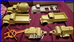 Vintage Marx Construction Camp Playset Figures (11) and Vehicles Incomplete