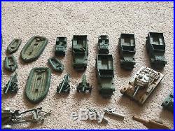 Vintage Marx D Day Battleground Lot 290 Plastic Army Men 22 Vehicle Toy Soldiers