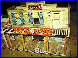 Vintage Marx DODGE CITY Tin Playset Western Building Hotel Bank Saloon Barber NR