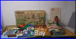 Vintage Marx Farm Play Set Platform With205 Pieces Instructions Box Tractor Animal