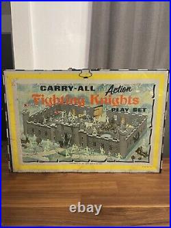 Vintage Marx Fighting Knights-action Carry-all-metal Tin Litho-playset Huge Lot