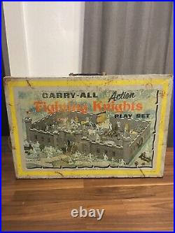 Vintage Marx Fighting Knights-action Carry-all-metal Tin Litho-playset Huge Lot