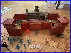 Vintage Marx Fort Apache Set with Calvary Stable, Tepee, Plastic Figures 100 pcs